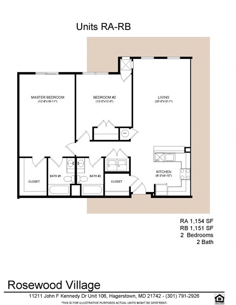 2 bed 2 bath RA_RB at Rosewood Village, Hagerstown, MD, 21742